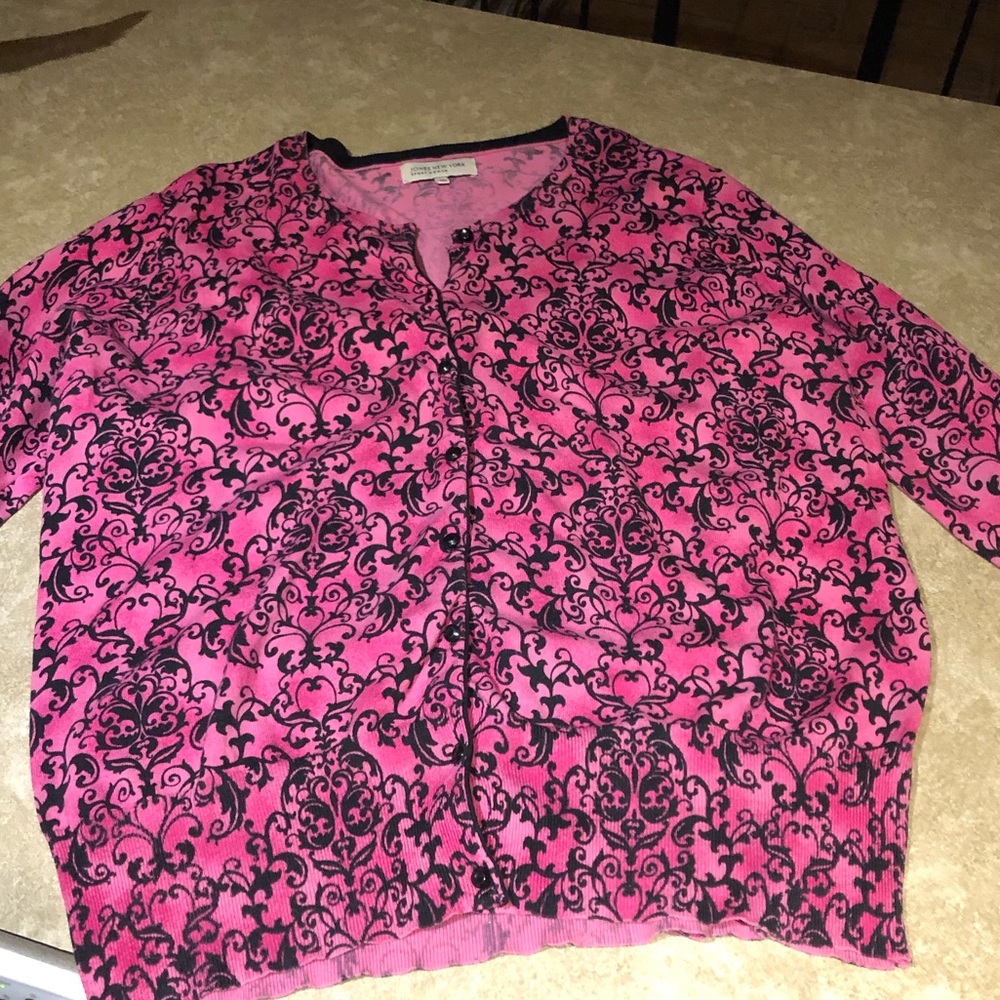 JONES NEW YORK Damask Print Cardigan, 3X